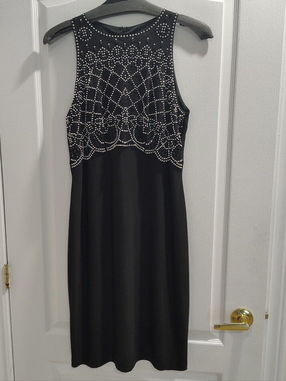 Black Beaded Sleeveless Cocktail Dress